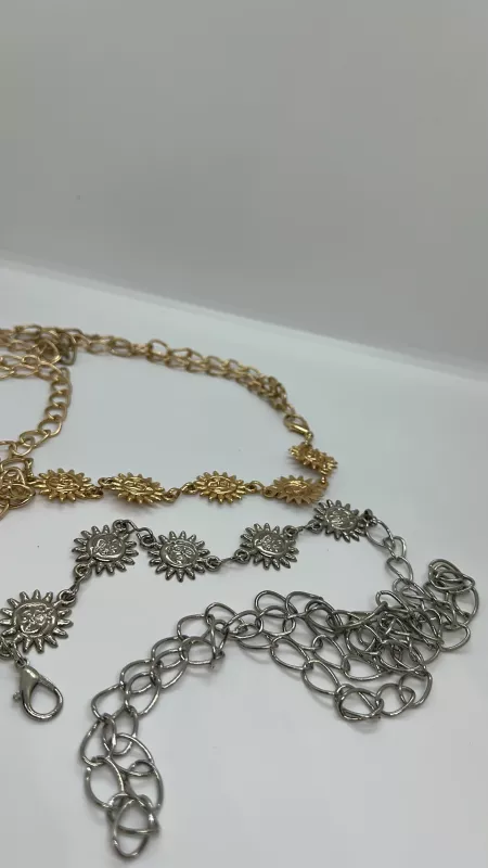 Gold Güneş Detaylı Zincir Kemer 