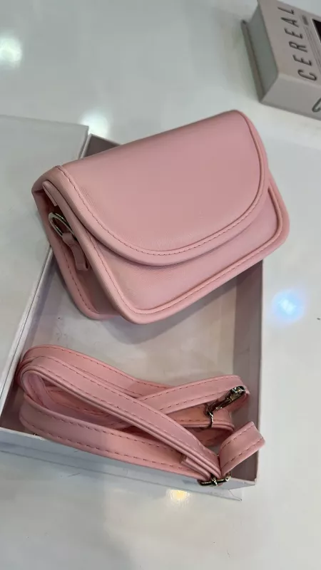 Pembe Kare Mini Çanta