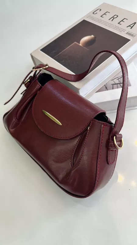 Bordo Gold Detaylı Çanta