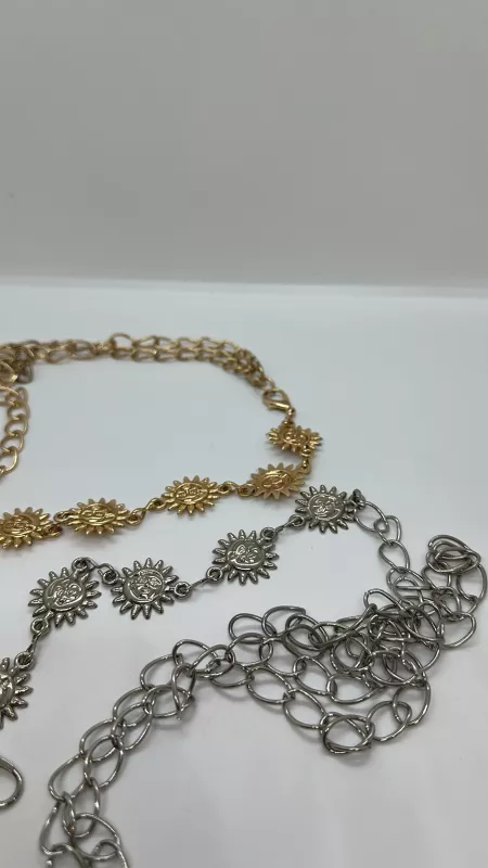 Gold Güneş Detaylı Zincir Kemer 