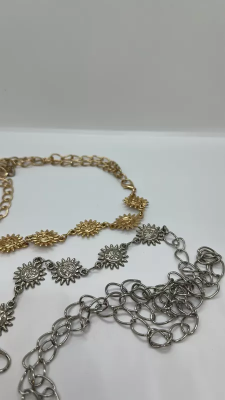 Gold Güneş Detaylı Zincir Kemer 