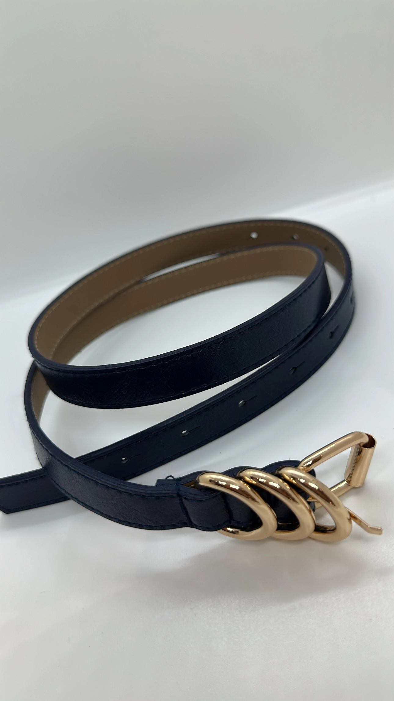 Lacivert Gold Detaylı Kemer