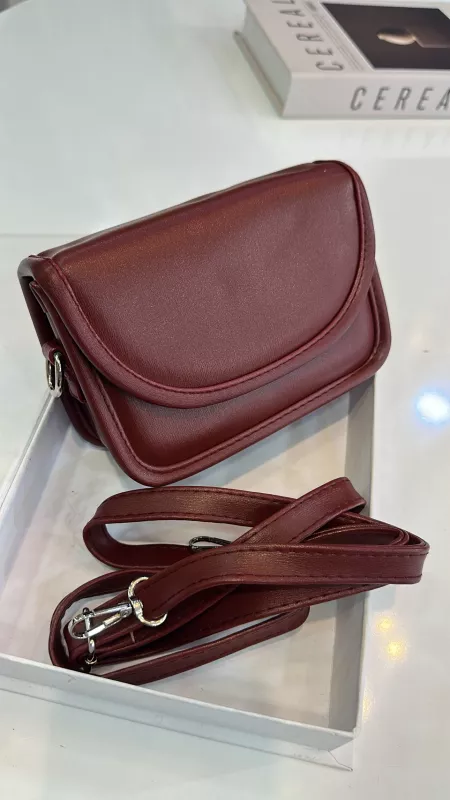 Bordo Kare Mini Çanta