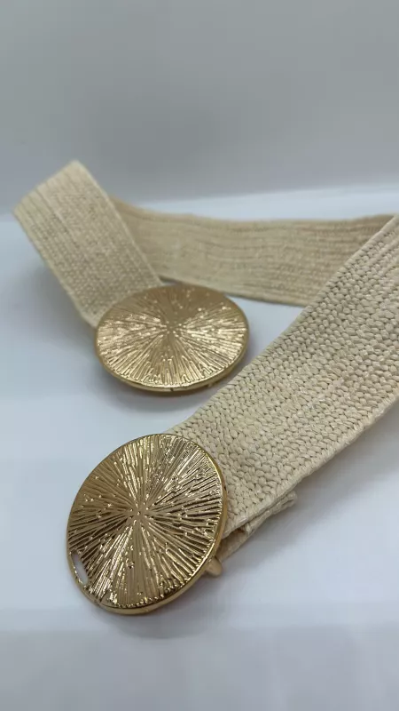Gold Detaylı Hasır Kemer