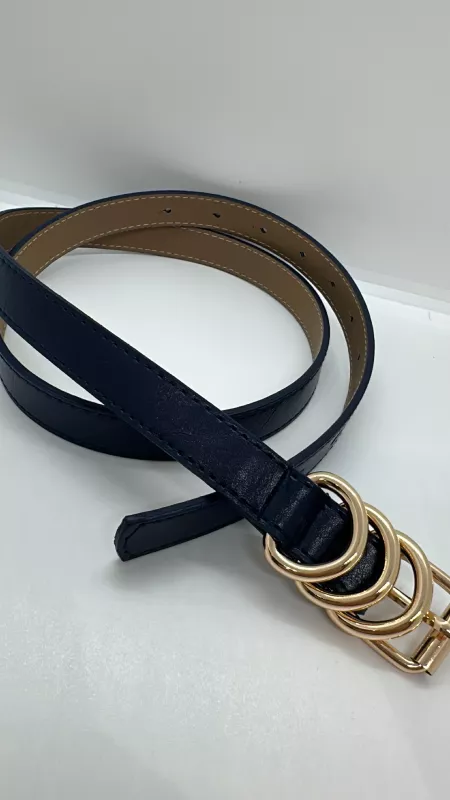 Lacivert Gold Detaylı Kemer