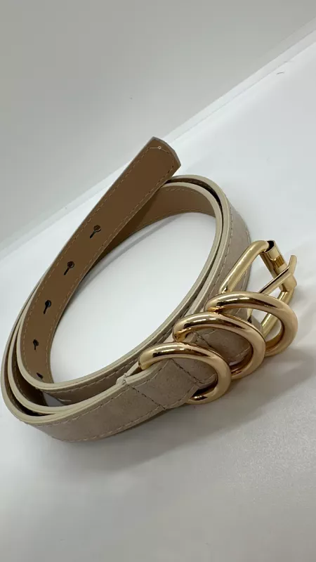 Krem Gold Detaylı Kemer