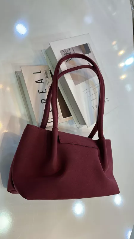 Bordo Süet Omuz Çanta