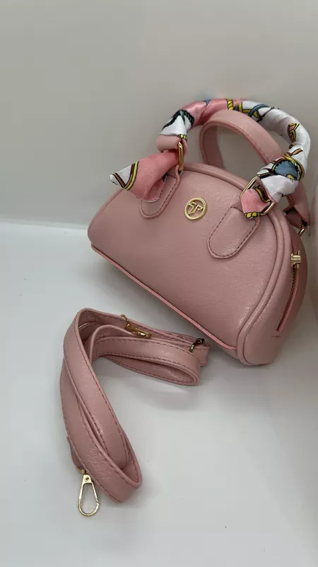 Fularlı Toz Pembe Çanta