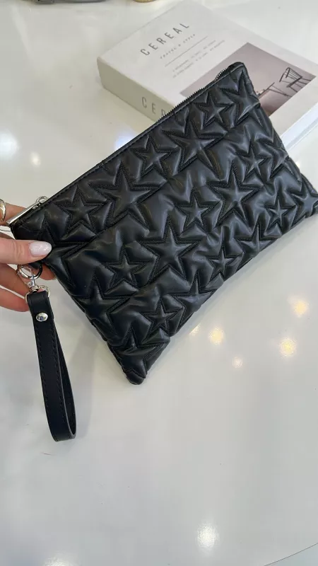 Siyah Mat Yıldız Detaylı Çanta