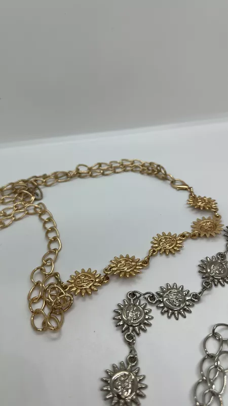 Gold Güneş Detaylı Zincir Kemer 