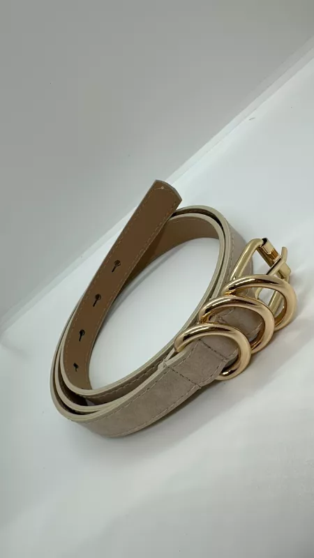 Krem Gold Detaylı Kemer