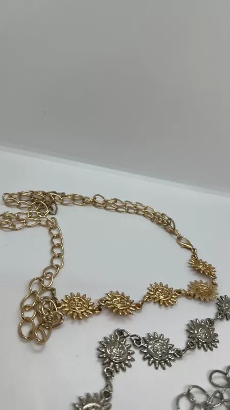 Gold Güneş Detaylı Zincir Kemer 