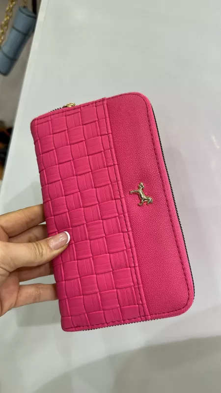 Pembe Kareli Deri Cüzdan 