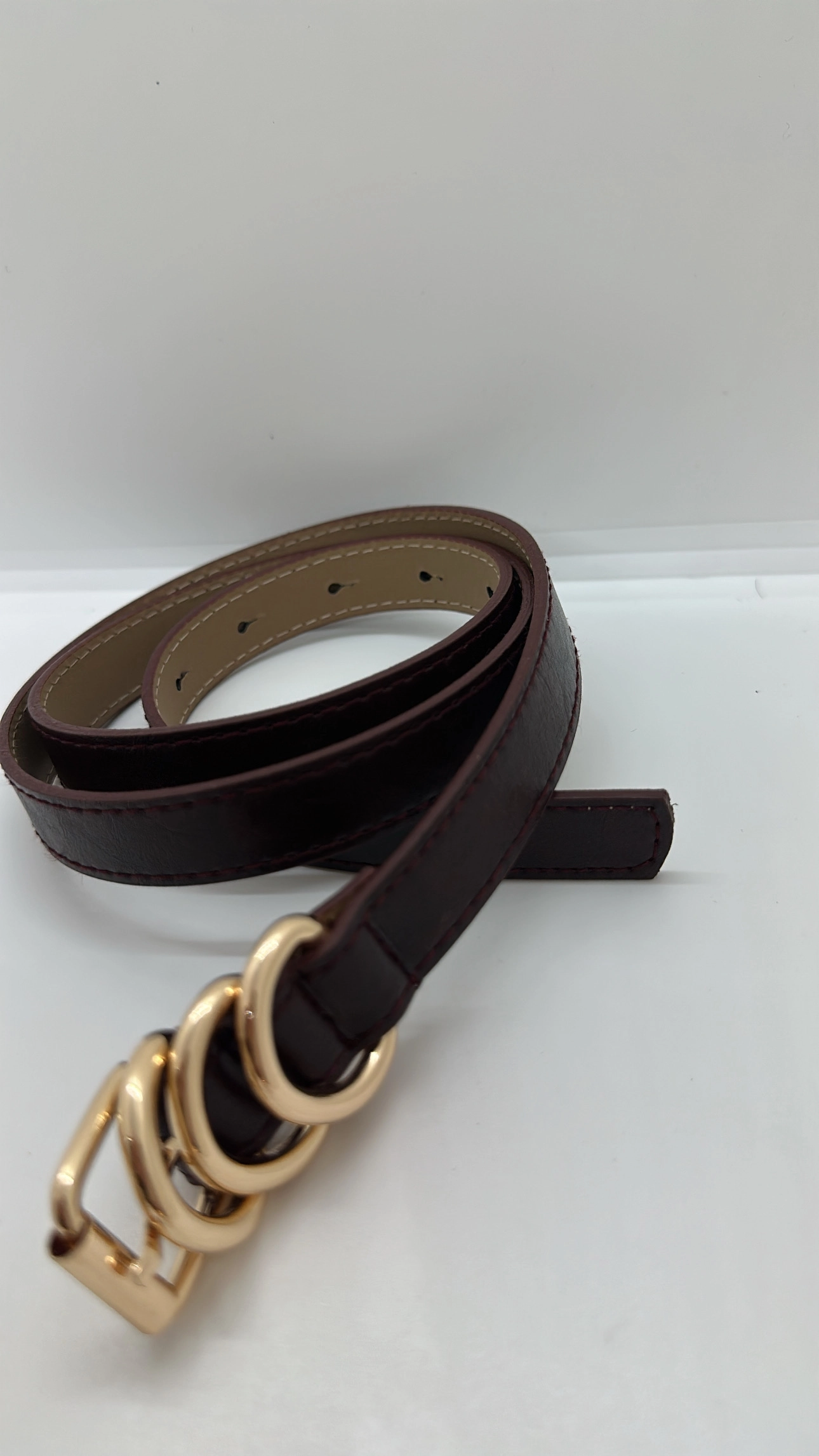 Bordo Gold Detaylı Kemer