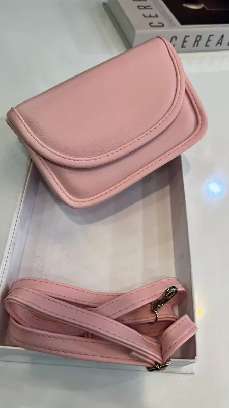 Pembe Kare Mini Çanta