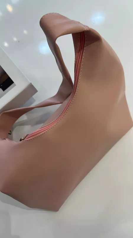 Pembe Deri Orta Boy Çanta