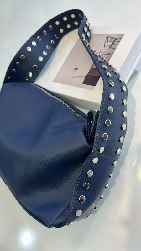 Lacivert Metal Detaylı Çanta 