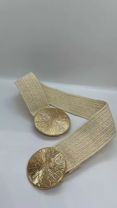 Gold Detaylı Hasır Kemer