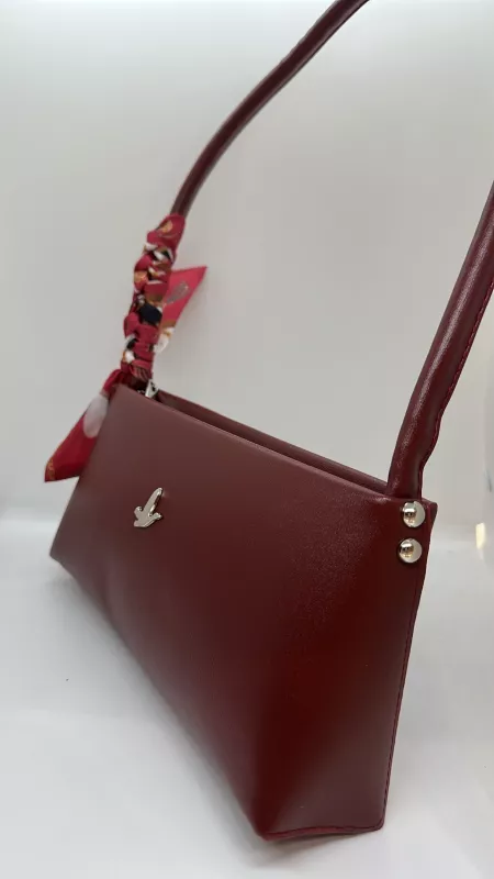 Bordo Fularlı Baget Çanta