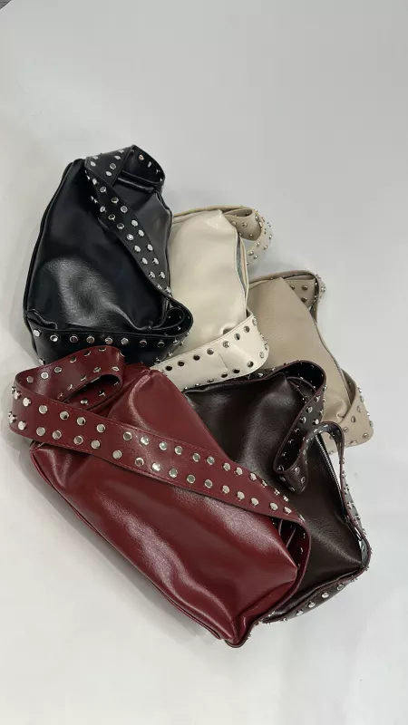 Bordo Metal Detaylı Çanta