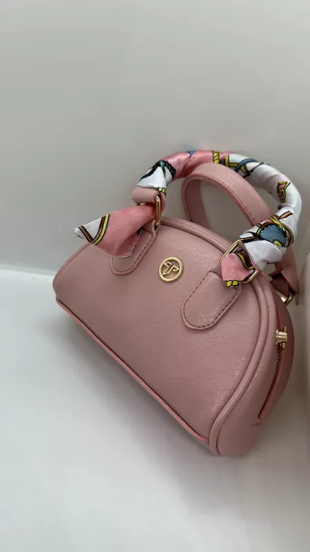 Fularlı Toz Pembe Çanta