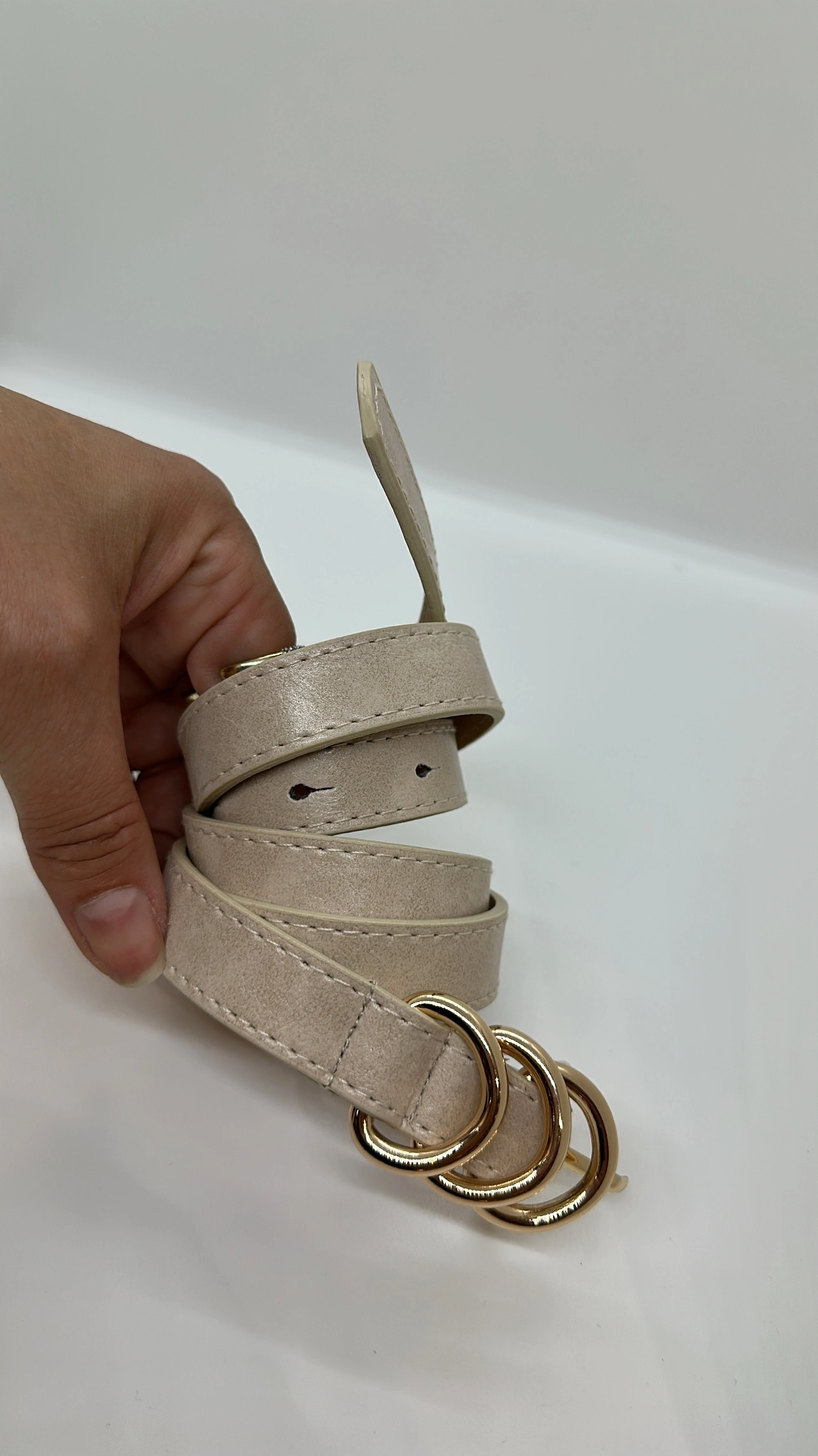 Krem Gold Detaylı Kemer