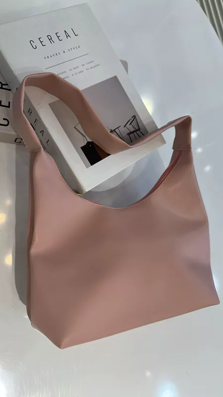 Pembe Deri Orta Boy Çanta