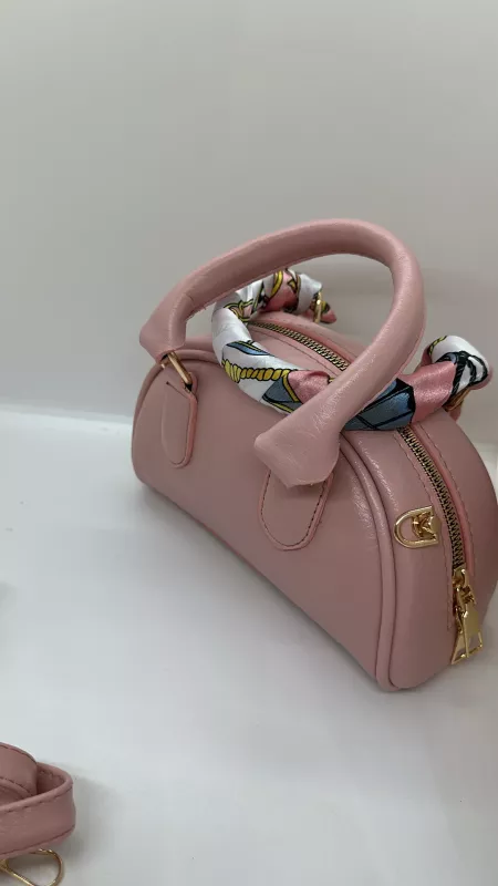 Fularlı Toz Pembe Çanta