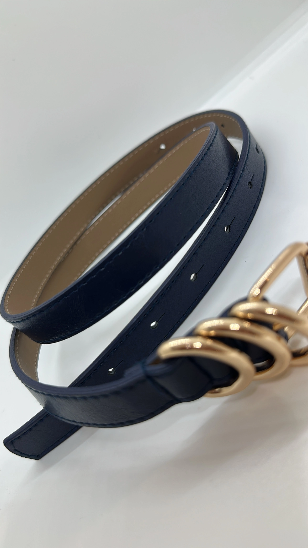 Lacivert Gold Detaylı Kemer