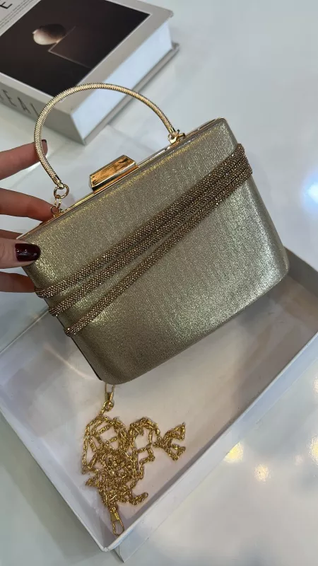 Gold Saten Abiye Çanta