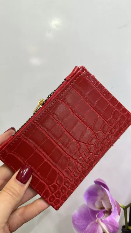 Kırmızı Fermuarlı Kartlık