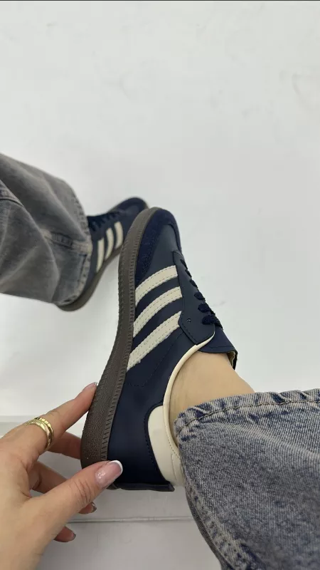 Lacivert Krem Şeritli Spor Ayakkabı