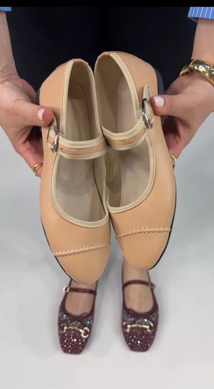 Nude Yumuşacık Deri Babet 