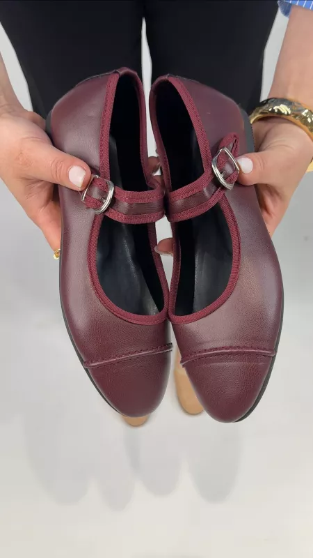 Bordo Yumuşacık Deri Babet 