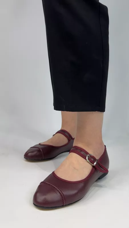 Bordo Yumuşacık Deri Babet 