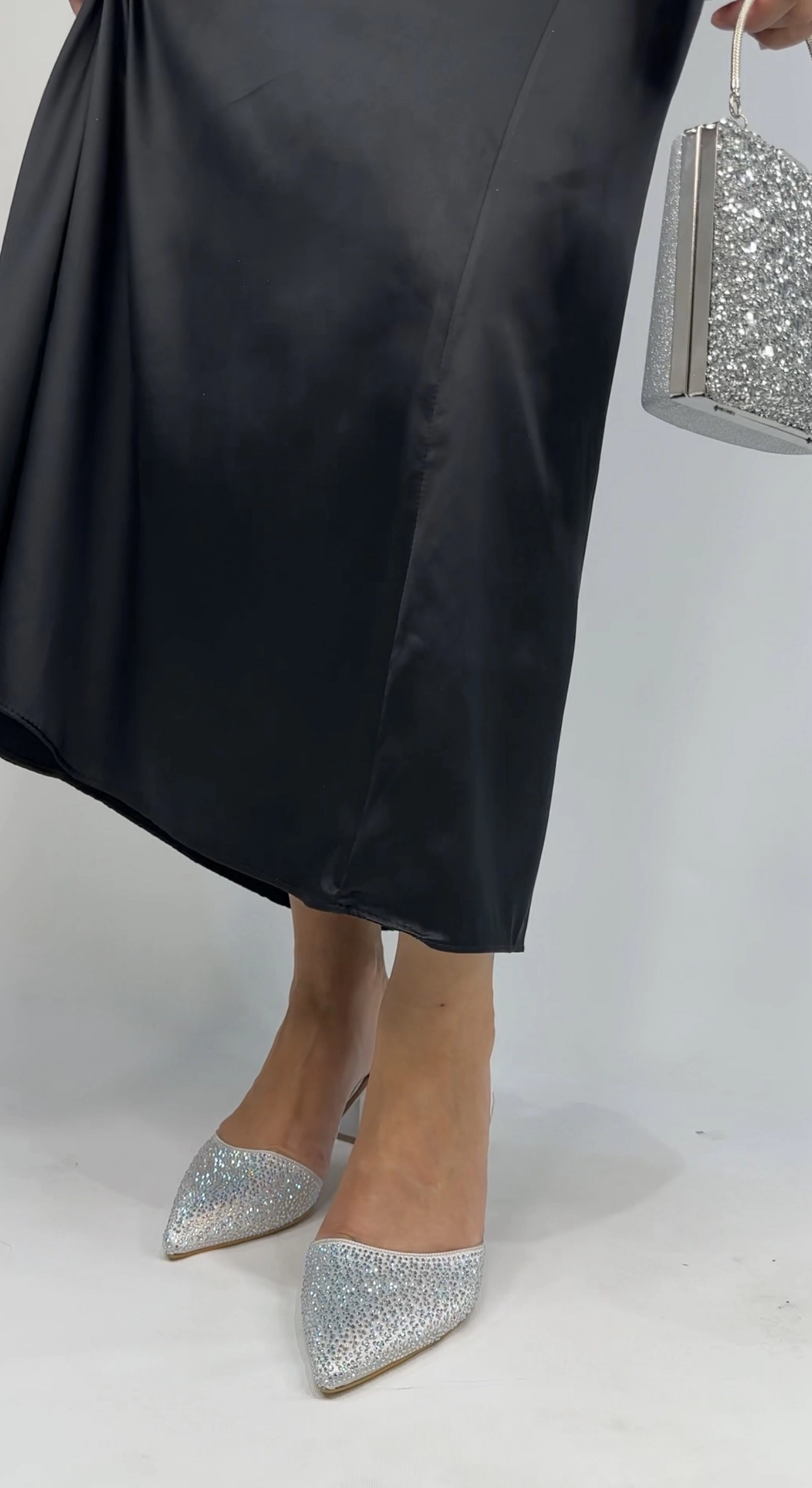Gümüş Taşlı Topuklu 5 cm 