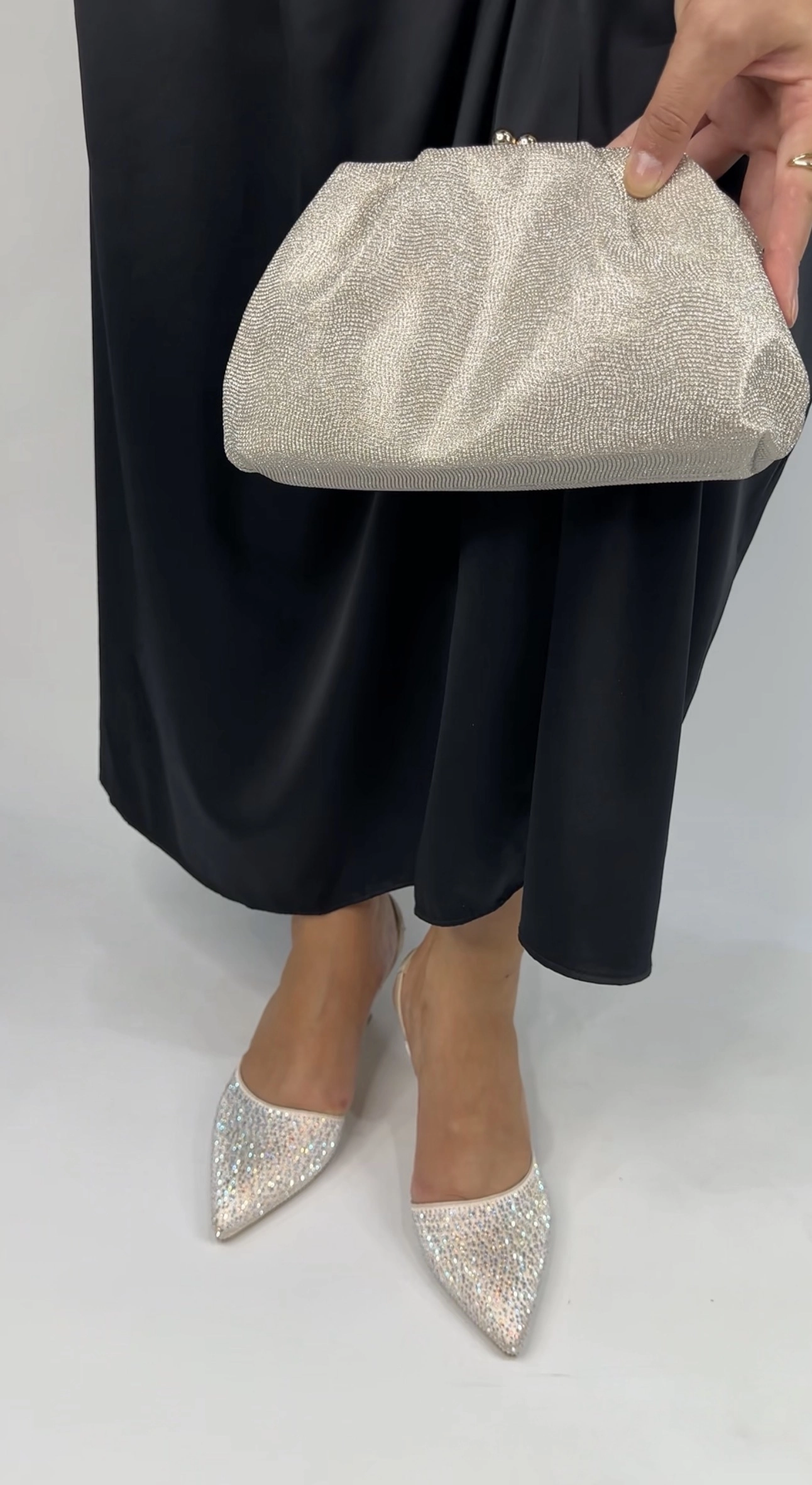 Bej Taşlı Topuklu 5 cm 