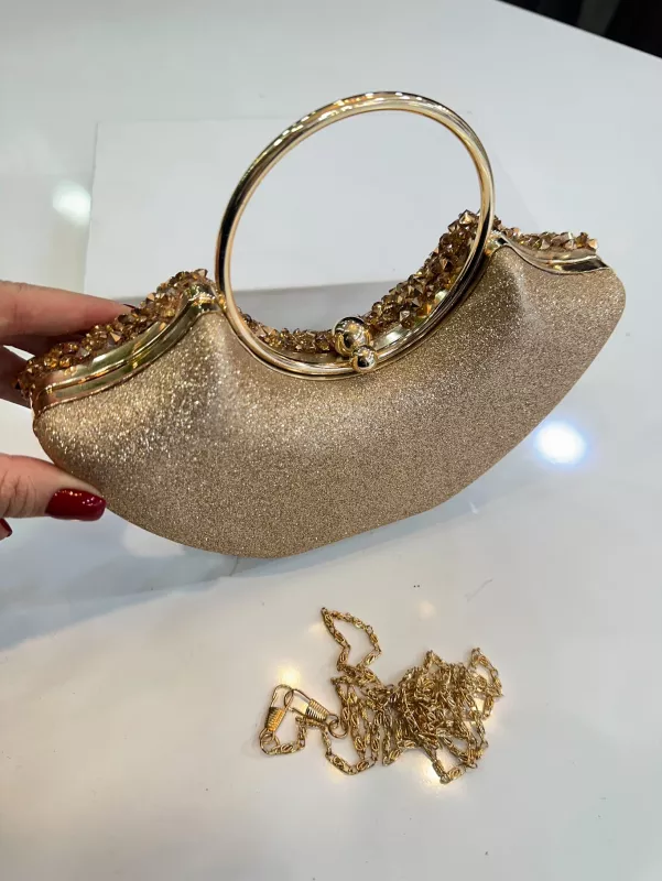 Gold Dudak Model Abiye Çanta