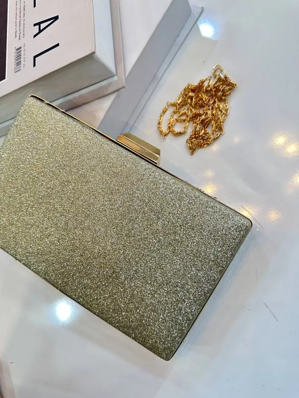 Gold Gümüş Taşlı Kare Çanta