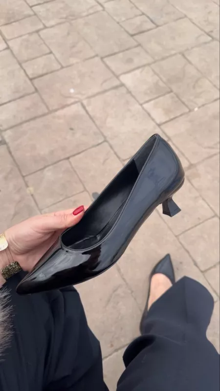 Siyah Rugan Mini Topuklu Stiletto 