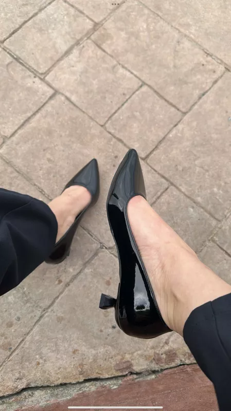 Siyah Rugan Mini Topuklu Stiletto 