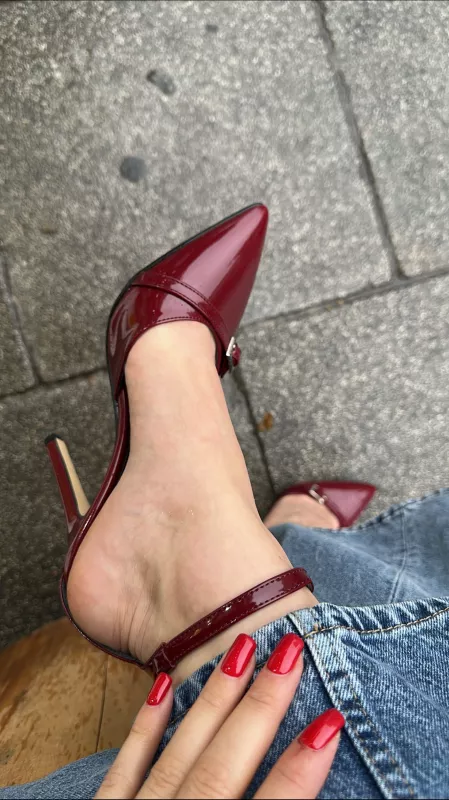 Bordo Rugan Topuklu 