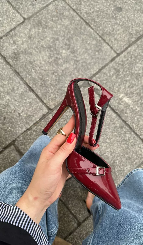 Bordo Rugan Topuklu 