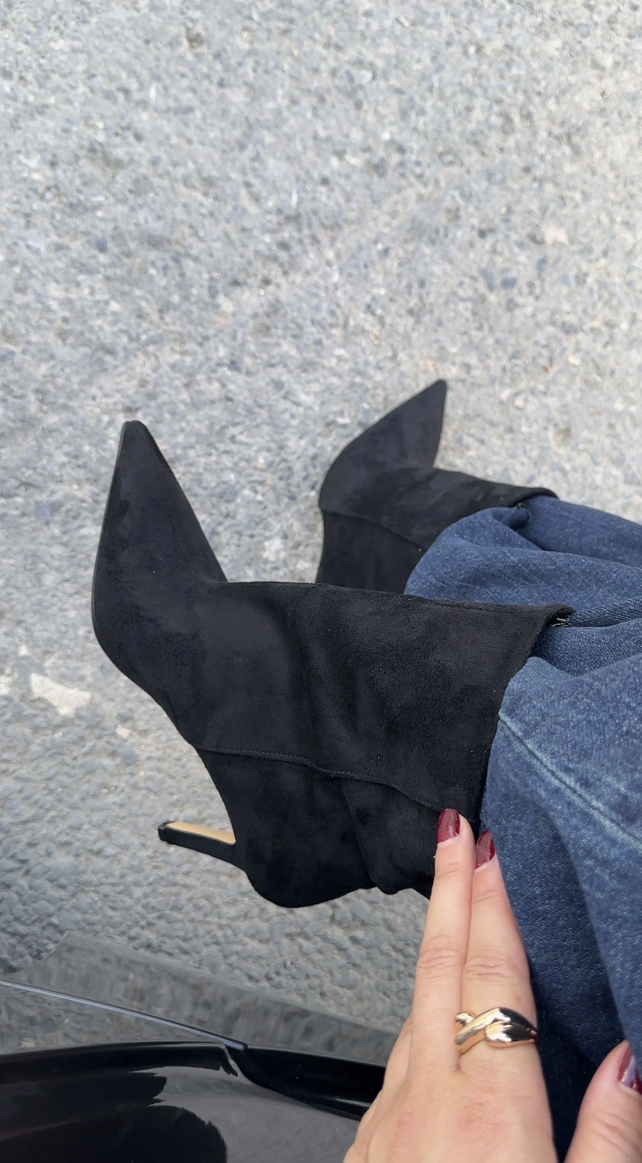 Siyah Süet Bootie