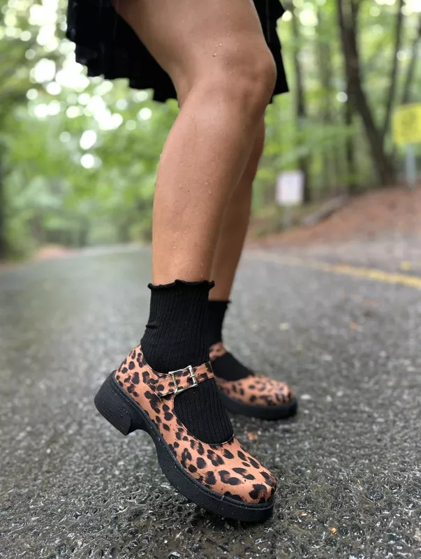 Leopar Topuklu Babet Ayakkabı 