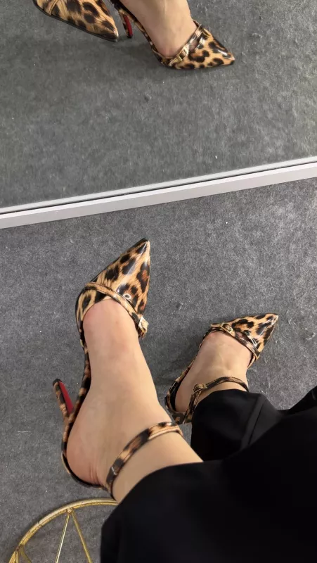 Leopar Rugan Topuklu 9 cm 