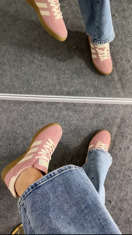 Pembe Beyaz Şeritli  Spor Ayakkabı  