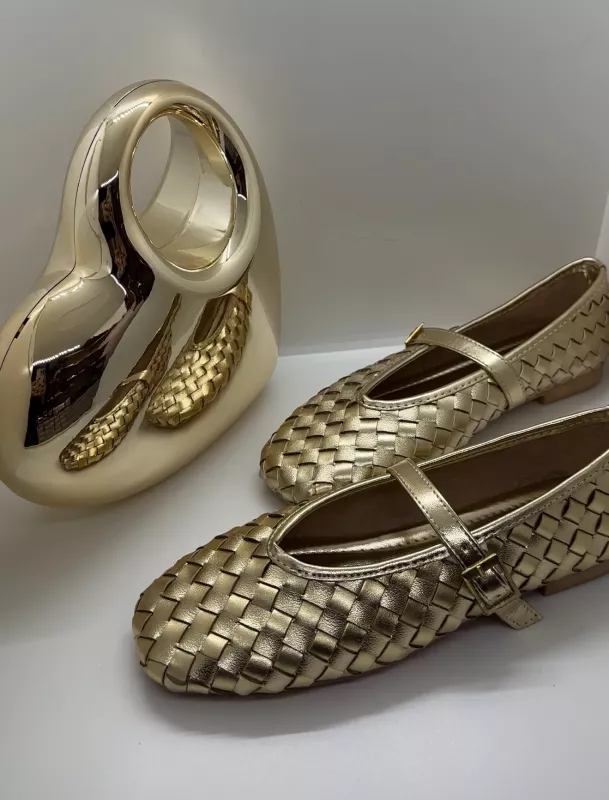 Gold Örgü Detay Babet 