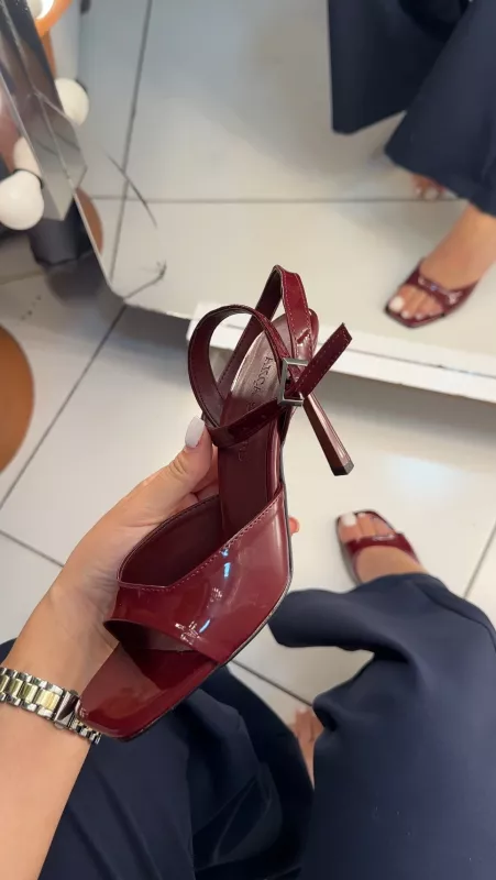 Bordo Rugan Topuklu