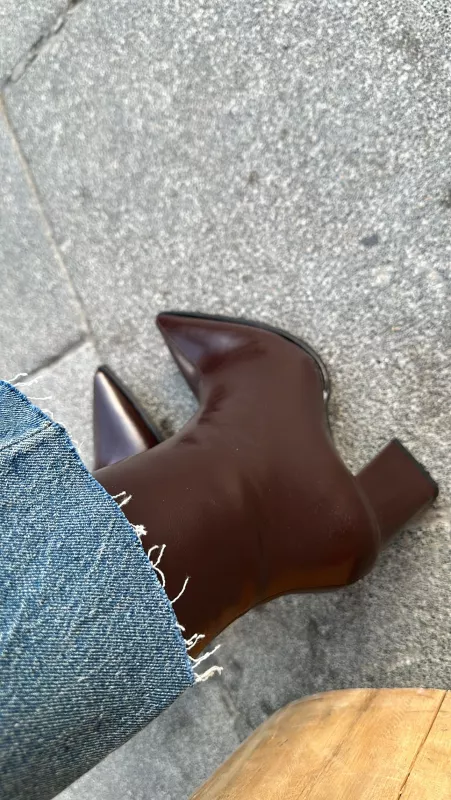Acı Kahve Parlak Bootie 